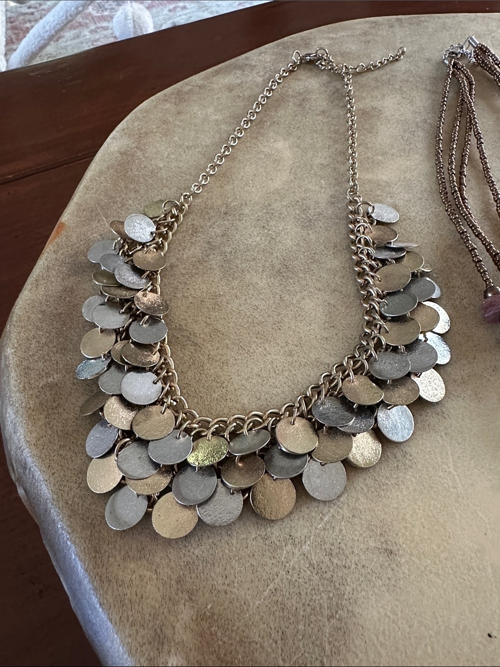 Set of 3 Statement Necklaces - Gold, Bronze & Silver Tones - Picture 2 of 4